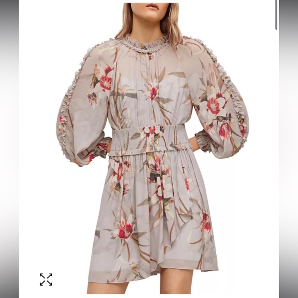 NEW AllSaints Thallo Kuroyuri Long Sleeve Floral Mini Dress